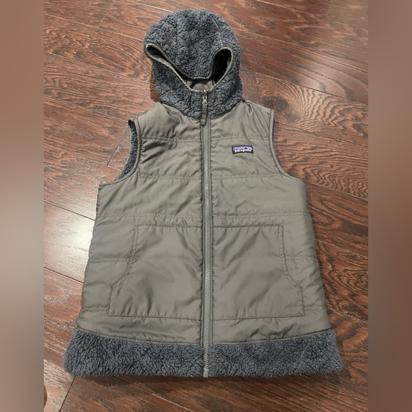 Patagonia Los Gatos Hooded Vest Women Size Small Reversible Gray Purple Zip - Picture 4 of 10